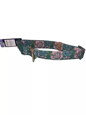 Top Paw Green Pink Floral Fashion Dog Collar Large 18-26 in