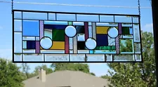 Stained glass window panel 32.1/2x 125/8”82x32cm transom, sidelight