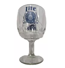 Vintage Miller Lite Fine Pilsner Beer Glass Goblet Thumbprint Logo Bar