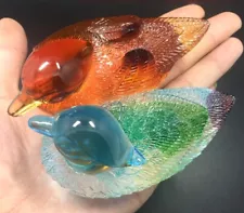 2.9" Pair Chinese Crystal Mandarin Ducks Statue Love Happiness Feng Shui Decor