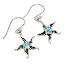 Sun - Treated Blue Topaz 925 Sterling Silver Earrings Jewelry ALLE-14238