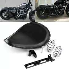 Black Smooth Motorcycle Leather Solo Driver Seat for Harley Chopper Bobber 48 72