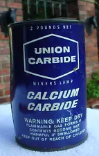 Union Carbide Calcium Carbide 2lb Tin Can Miners Lamp Union Carbide NY FULL