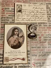 RARE LOT RELICS St Therese Jesus Infant : with handwritten by Brother Bernardino