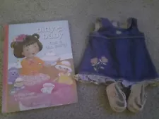 Sale AG Bitty Baby Doll jean denim travel heart jumper, pink shoe,Tea Party Book