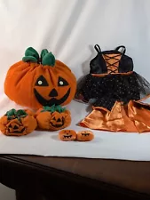 A Lot Of Two Build-A-Bear Outfits For Halloween Pumpkin And A Dress