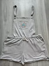 Disney Dose of Disney Castle Overalls Shorts Gray Cotton 2XL