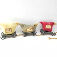 Chicks For Sale Cart Train Decor Easter Egg Fabric Handcrafted Wood Frame