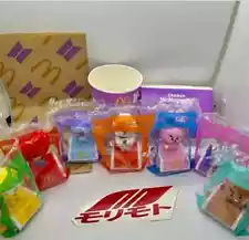 McDonald's x BTS Toy Set of 7 Figures w/ cups, plates & paper bag Limited!