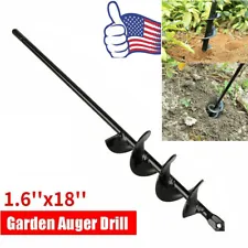 18" Planting Auger Spiral Hole Drill Bit For Garden Yard Earth Planter Digger