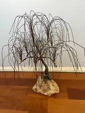 Vintage Weeping Willow Tree With Girl Figure And Crystals Stone Base