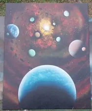 LARGE Space Spray Paint Art Original ON CANVAS 24X30!