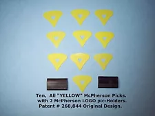 McPherson Guitar Picks 1980's Vintage Patented Picks , 10 Pick Set ALL "YELLOW"