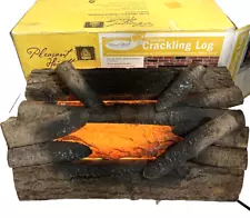 Vintage Real Wood Crackling Electric Fireplace Log Insert Pleasant Hearth 20"