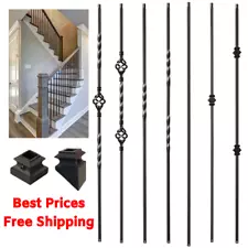 Iron Stair Balusters - Metal Stair Spindles - Satin Black Hollow Wrought Iron