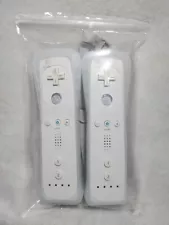 2 Nintendo Wii Motion Plus Remotes White RVL-036 NOT TESTED Clear Sleeves