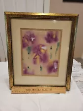 Original Watercolor Mariam Attarian Armenian Artist Purple Floral Abstract Green