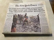 Aftermath of 9/11 New York Times Newspaper 9/13/2001