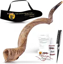 Israel Shofar Set, Natural Kudu Horn Shofar, Kosher Shofar Yemenite Tradition...