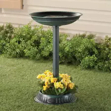 Antique Look FreeStanding 2 In 1 Garden Bird Bath w/ Planter Base