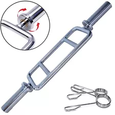 Fitness 34in Barbell Solid Olympic Chrome Tricep Hammer Curl Weight Bar 34 in