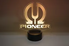 Pioneer Stereo Vintage Logo LED Edge Lit Light Up Sign W/ 16 Color Base & Remote