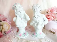 DARLING PAIR BUSTS PINK ROSES Hand Painted byDAS hp chic shabby vintage cottage