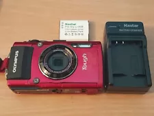 Olympus Tough TG-4 16.0MP Wateproof Digital Red Camera, Batt. Charger- Working