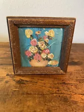 Old Miniature Texas Roses Oil Painting by Mary Alice Boyd - Vintage