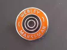 VINTAGE ENAMEL BADGE ~ WEBLEY MARKSMAN - AIR GUN / PISTOL / RIFLE / PELLETS