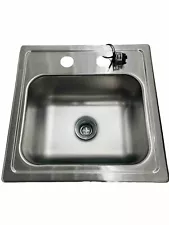 DAYTON 15x15 Top Mount Sink Stainless Steel Single Bowl With Drain 2 Holes USA