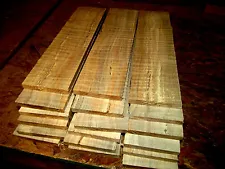 TEN (10) THIN, KILN DRIED, SANDED CURLY MAPLE 12 X 3 X 1/4" LUMBER WOOD