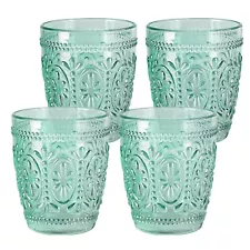 Green Drinking Glasses Set of 4 Vintage Drinking Glasses Green Glassware Drin...