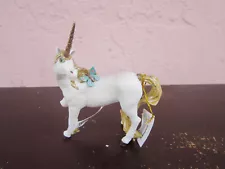 White Unicorn with butterflies head turn to the side Resin Figurine For Sale!!!