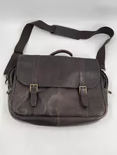 Samsonite Double Gusset Brown Leather Laptop Messenger Travel Bag / Briefcase