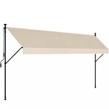 Manual Retractable Awning – 138” Non-Screw Outdoor Sun Shade – Adjustable Per...