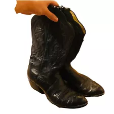 Black Leather Larry Mahan Cowboy Boots