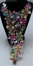 Christian Siriano 18" Glass Runway Floral Bib Necklace - 1 Pounds