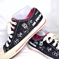 One Direction 1D Autograph Low Top Women's Black Canvas Sneakers Shoes Size 7