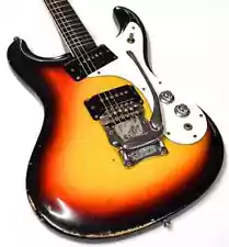 3-Tone Sunburst Mosrite Ventures Electric Guitar with Bigsby Tremolo, Black