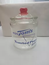 Vintage Tom's Toasted Peanuts Glass Jar with Red Top Knob