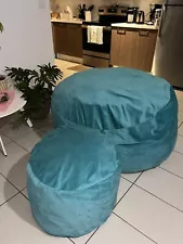 Teal (Ultimate Sack 5000: 5 Foot Bean Bag Chair) with foot stool