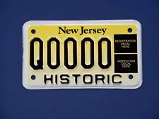 New Jersey Historic Motorcycle Sample License Plate Q0000 Mint Cond