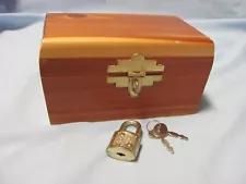 Mini Cedar Chest with Padlock and Keys Trinket Jewelry Box NEW 5 in