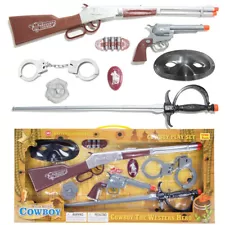 Massive Wild West Cowboy Toy Gun Pretend Playset Kids Rifle Pistol Handcuff Gift