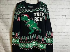 Ugly Christmas Sweater Tree Rex Adult Holiday Christmas Sweater Size XL