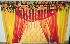 Vibrant Indian Floral Wedding Backdrop - 8’10” x 6’ - Perfect for Celebrations