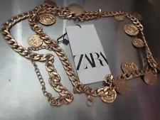 NWT ZARA GOLD CURB CHAIN HEAVY 30" NECKLACE /BELT NICE!