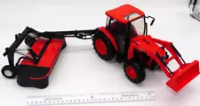 New-Ray Kubota Farm Tractor Loader Disc Hay Mower Attachment Toy M5-111 Sound