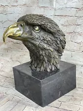 Detailed Rare Eagle Marble Sculpture Bust Bronze Head Collectible Art Deco Sale